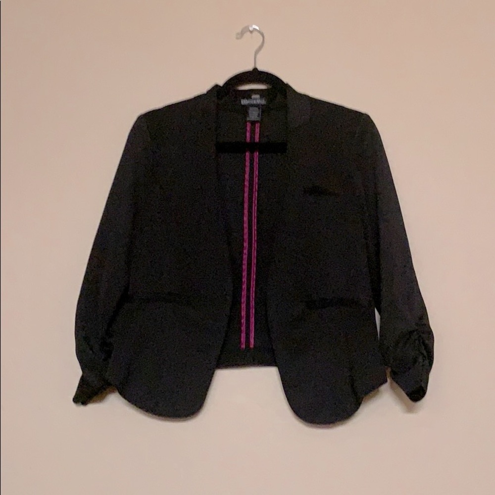 Scrunched Sleeves Black Blazer